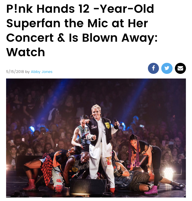 P!nk Hands 12 -Year-Old Superfan the Mic at Her Concert & Is Blown Away: Watch